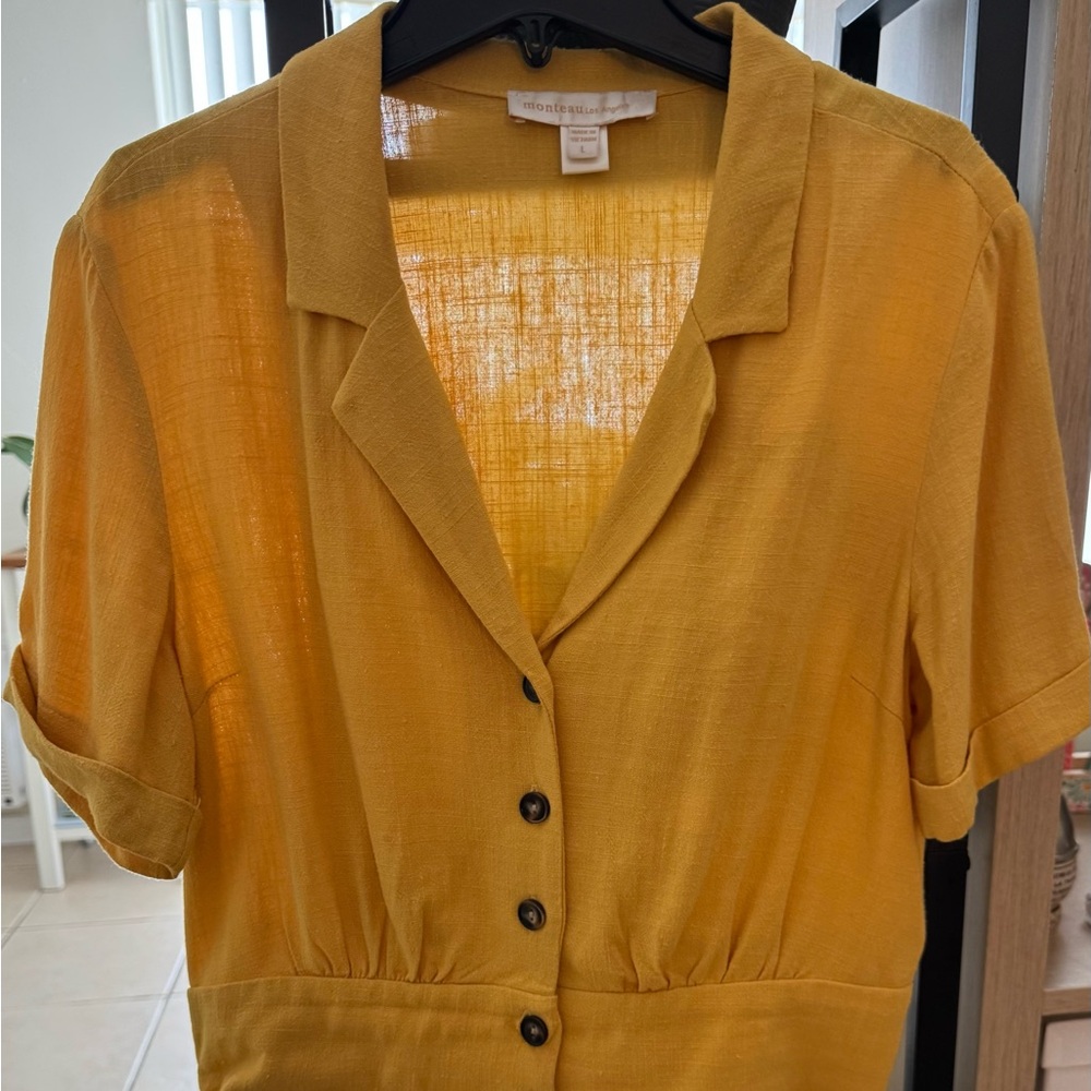 Monteau Mustard Yellow Blouse – Women's Size Large
